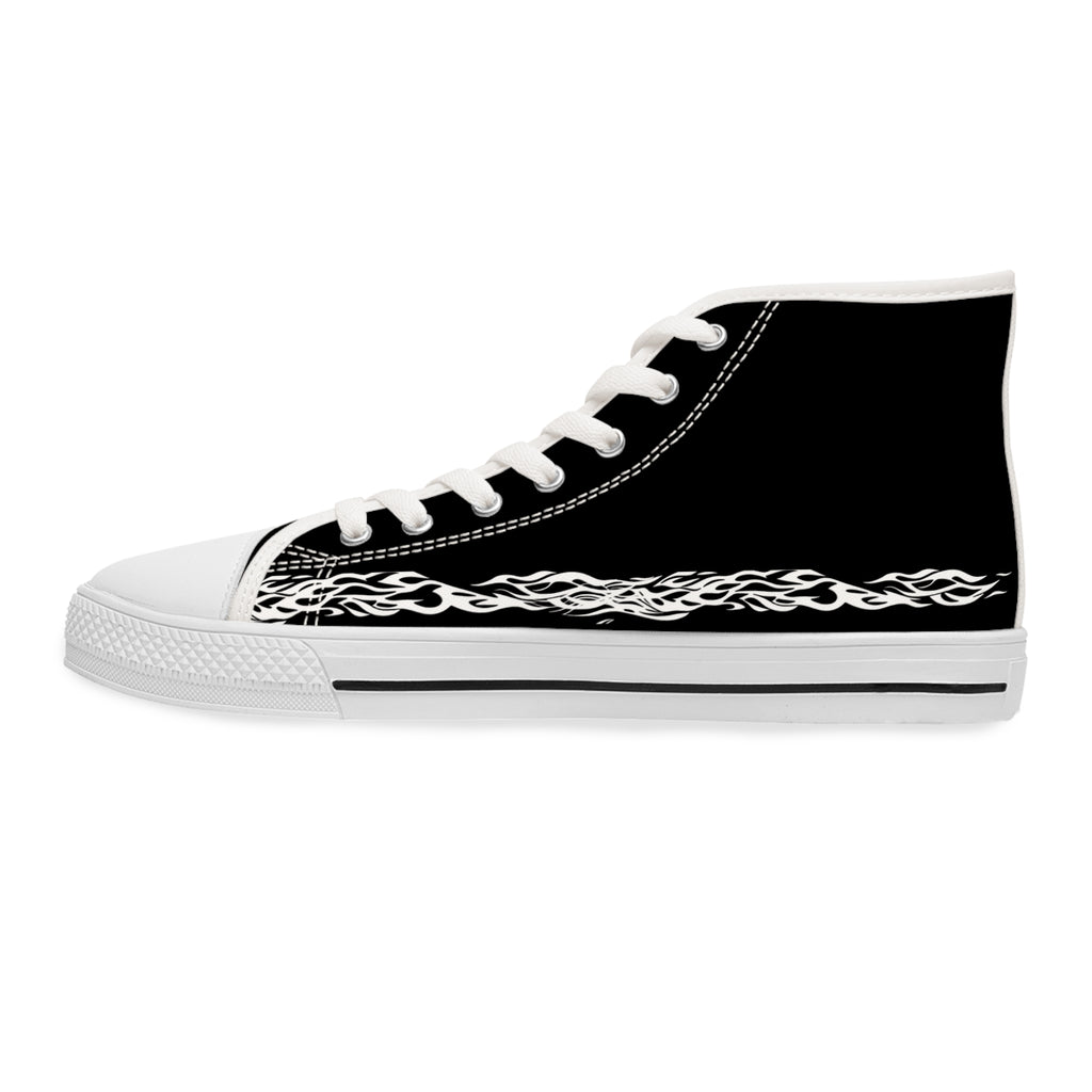 Women's High Top Sneakers — Black Tribal Chain Graphic Athletic Shoes