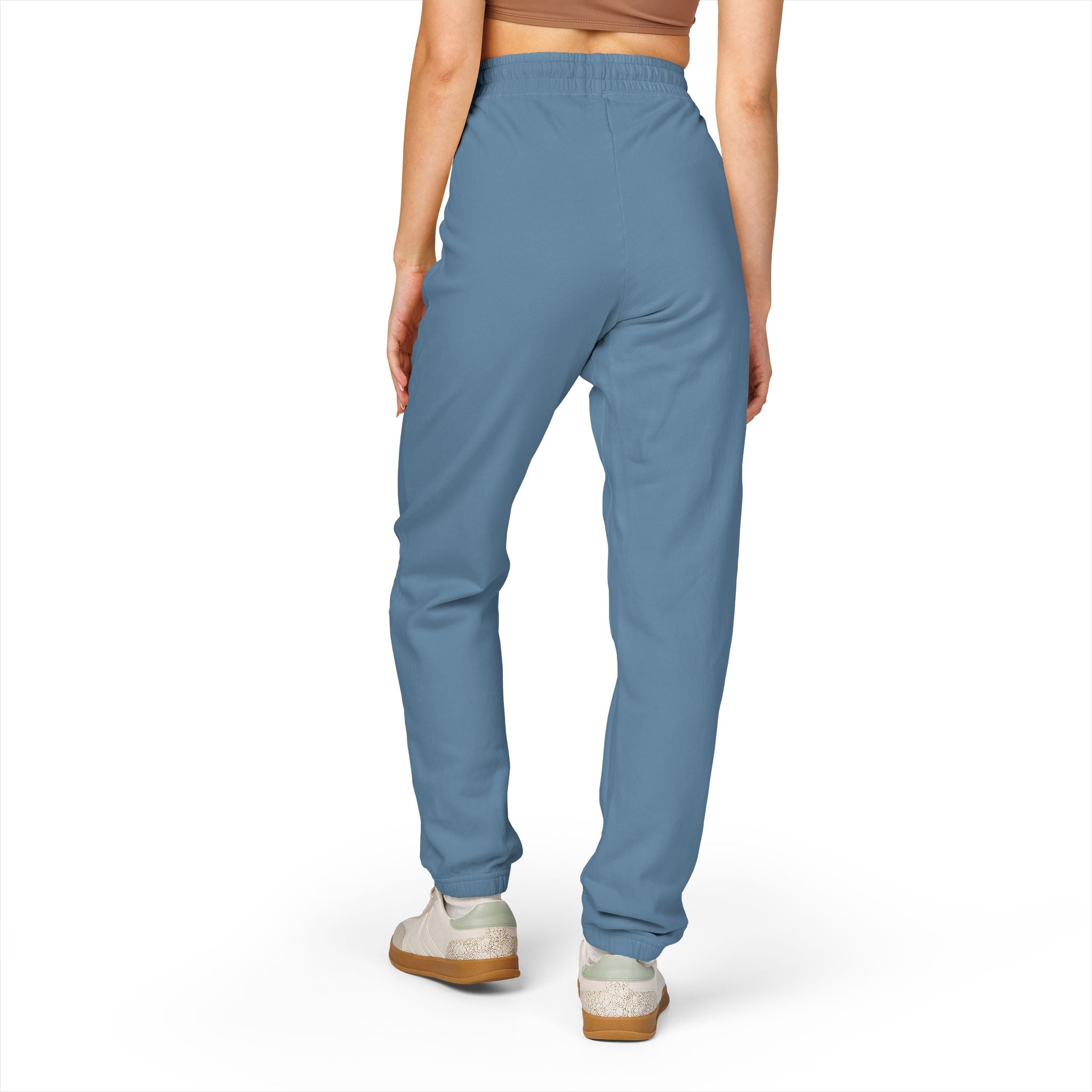 Garment-Dyed Fleece Sweatpants — Minimal Vertical Script Joggers