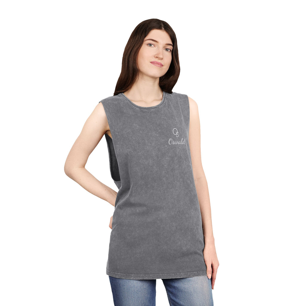 Crescent Moon Stonewash Tank Top — Minimal ‘Crescent’ Chest Logo
