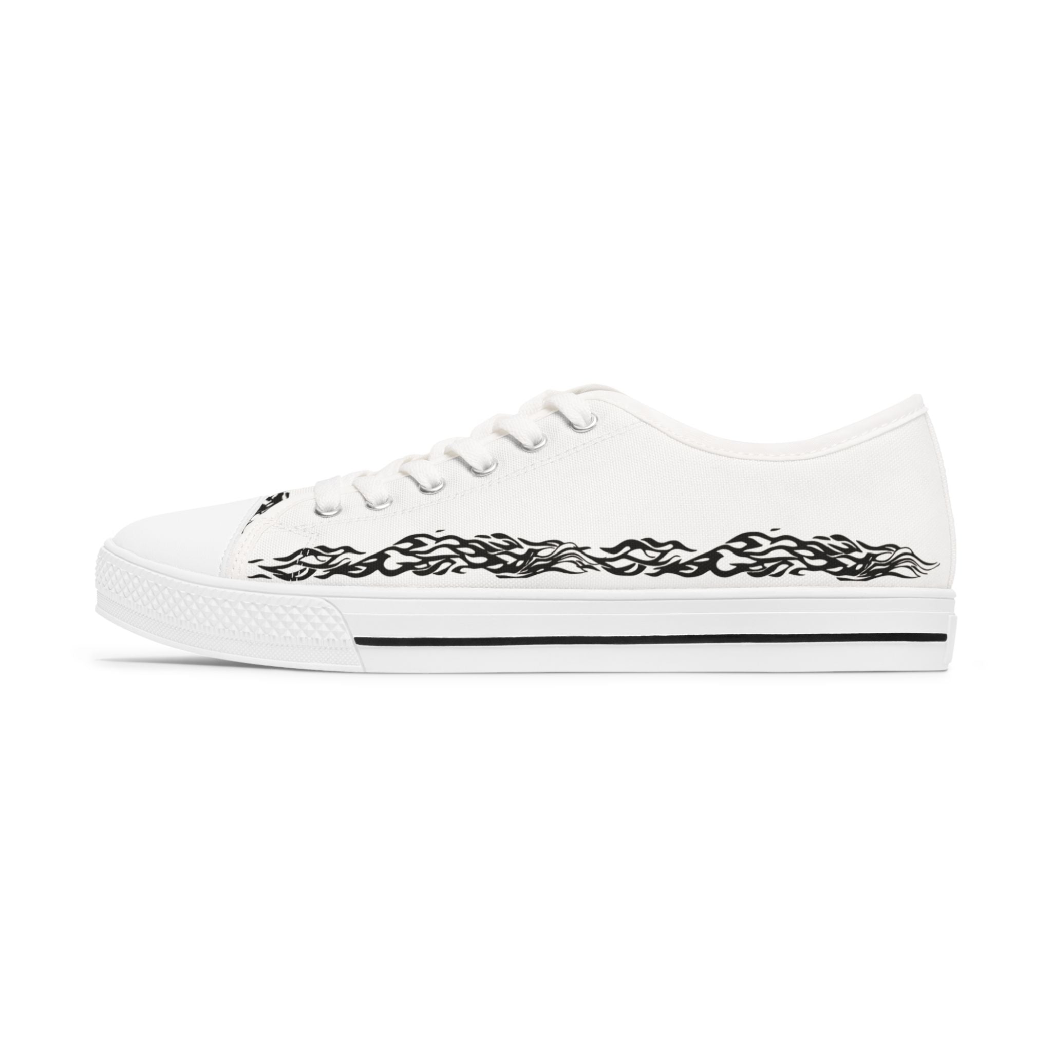 Low Top Sneakers — White Canvas with Side Print