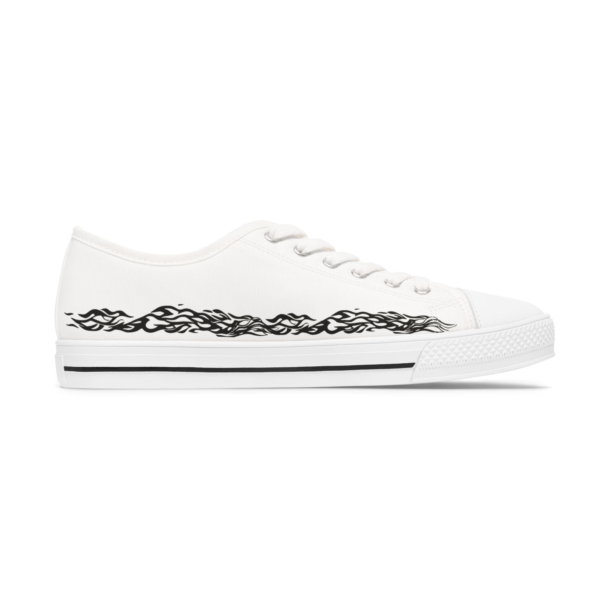 Low Top Sneakers — White Canvas with Side Print