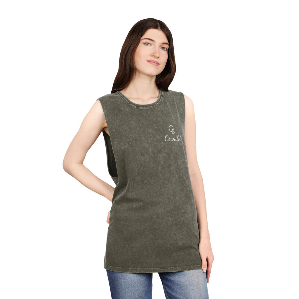 Crescent Moon Stonewash Tank Top — Minimal ‘Crescent’ Chest Logo