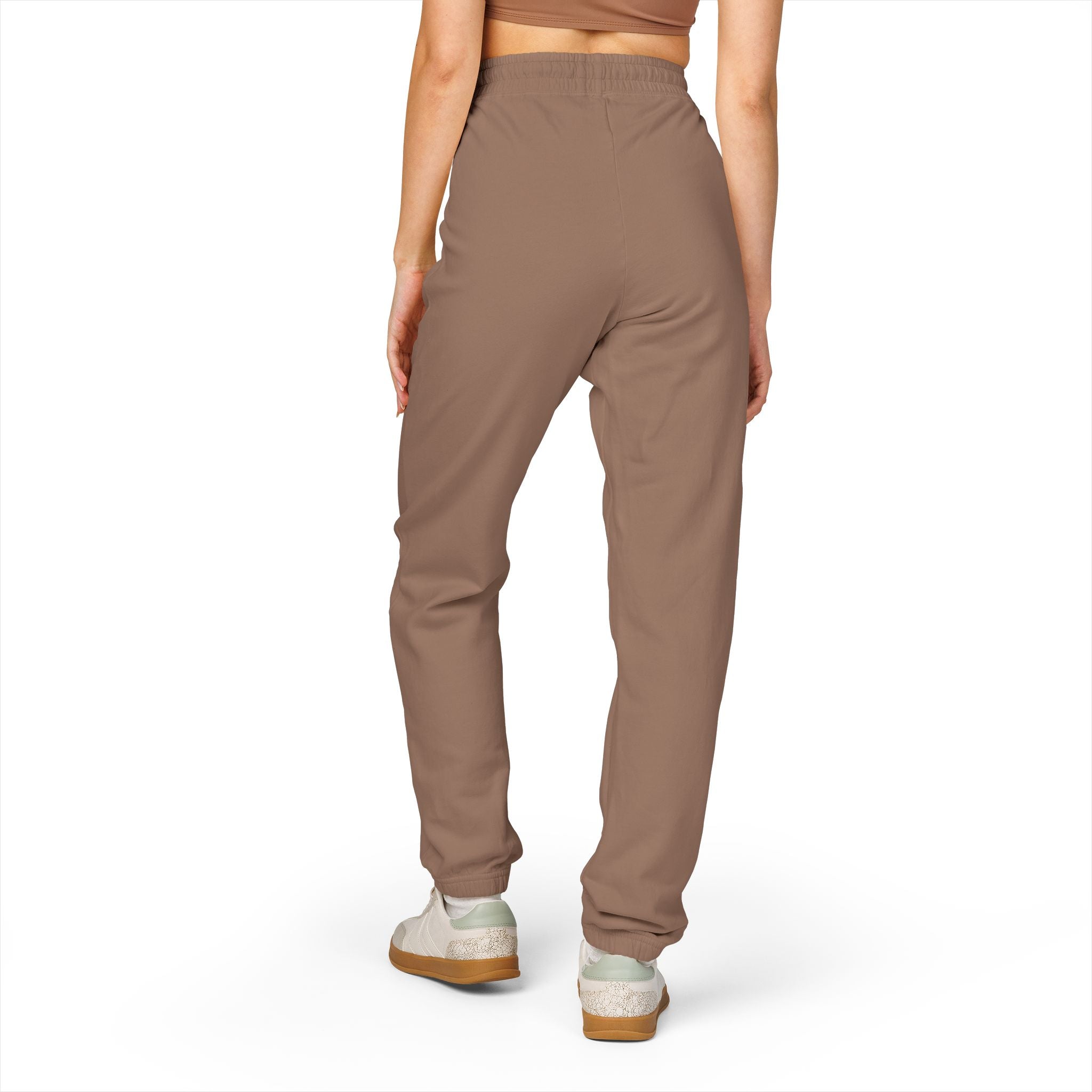 Embroidered 'Overalls' Fleece Sweatpants — Cozy Garment-Dyed Lounge Joggers