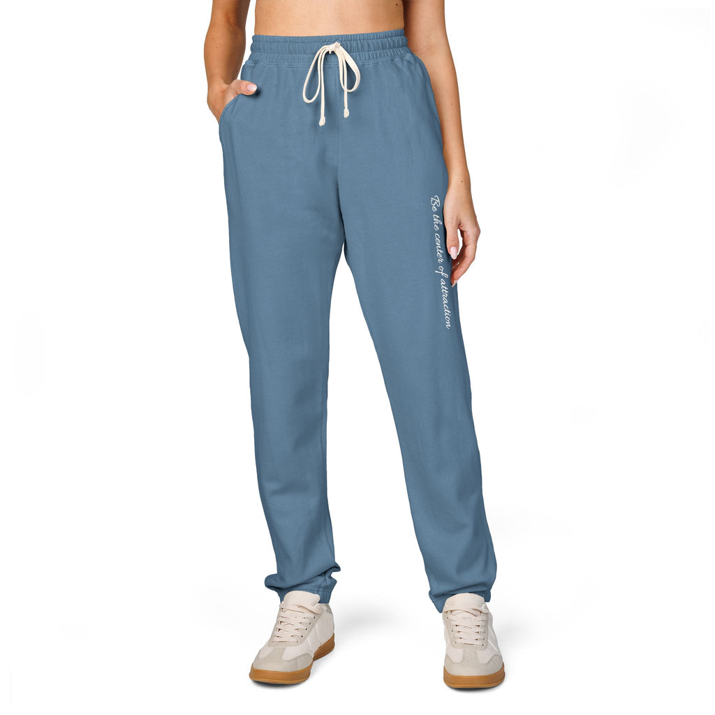 Garment-Dyed Fleece Sweatpants — Minimal Vertical Script Joggers