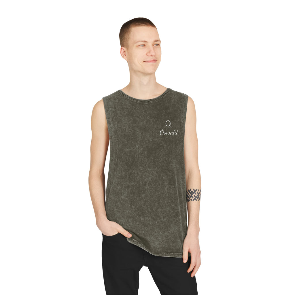 Crescent Moon Stonewash Tank Top — Minimal ‘Crescent’ Chest Logo