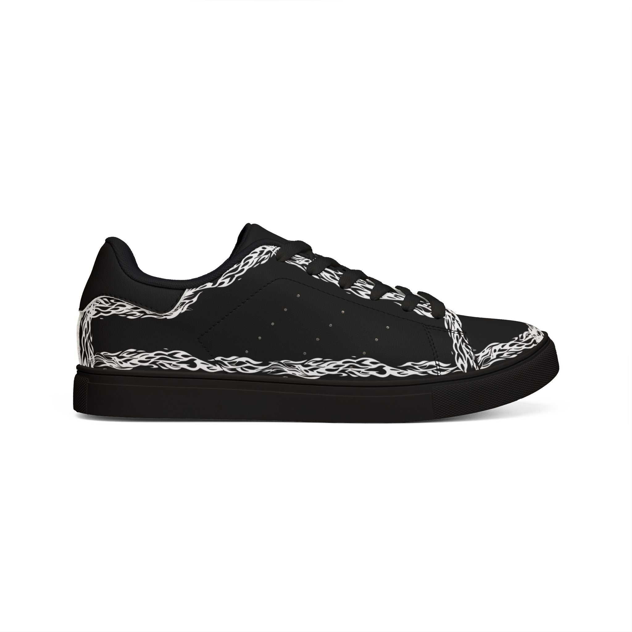 Leather Low-Top Sneakers — Black/White Men’s Casual Shoes