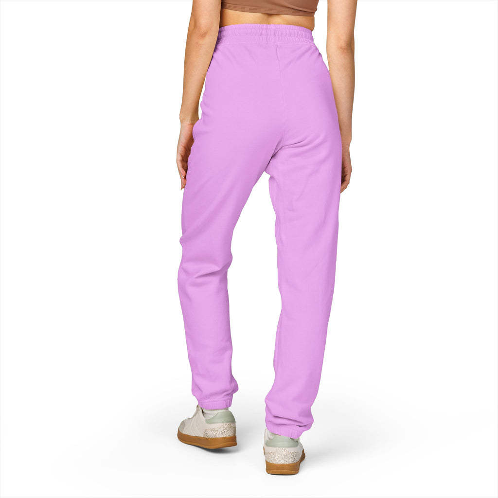 Garment-Dyed Fleece Sweatpants — Minimal Vertical Script Joggers