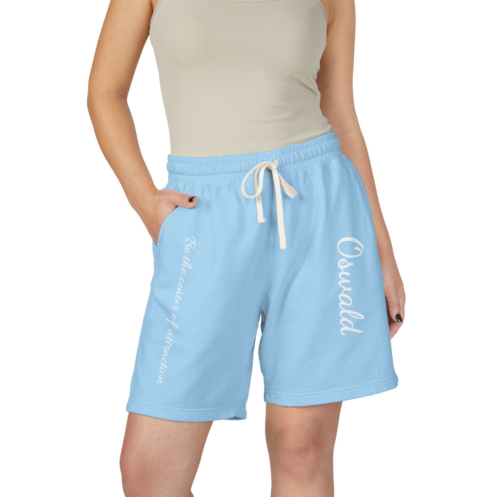 Fleece Sweat Shorts — 'Oswald' Side Script Coral Lounge Shorts