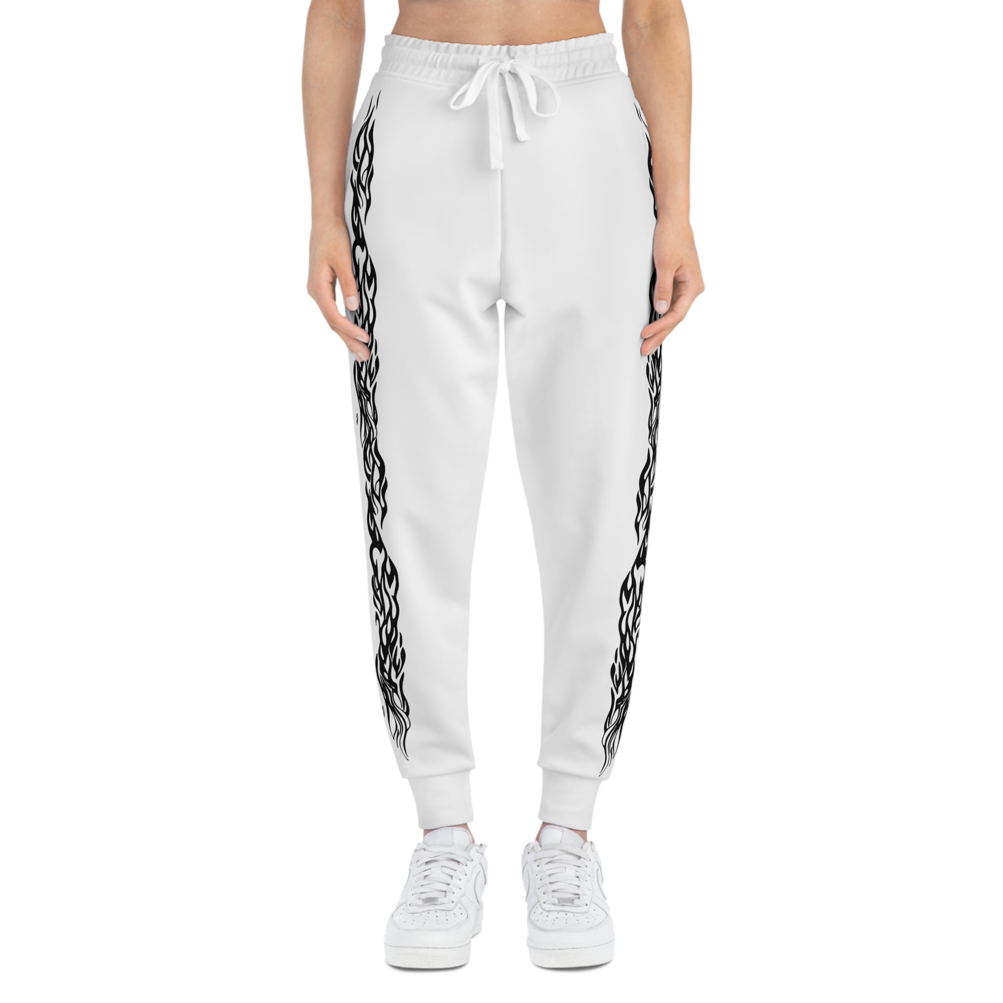 Oswald Unisex Side-Stripe Joggers — Athletic All-Over Print Sweatpants(White)