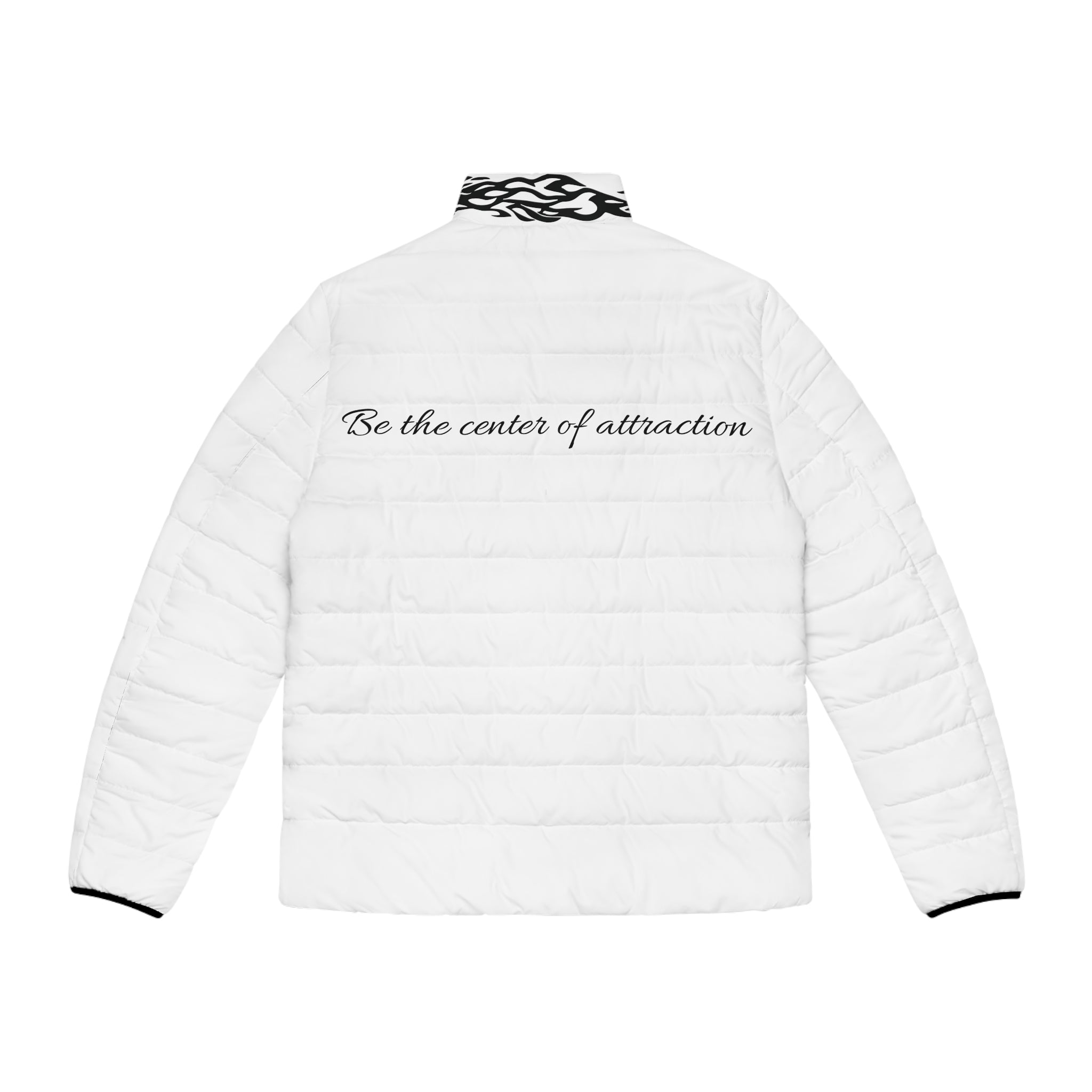 Men's Puffer Jacket —  with Black Tribal Accents