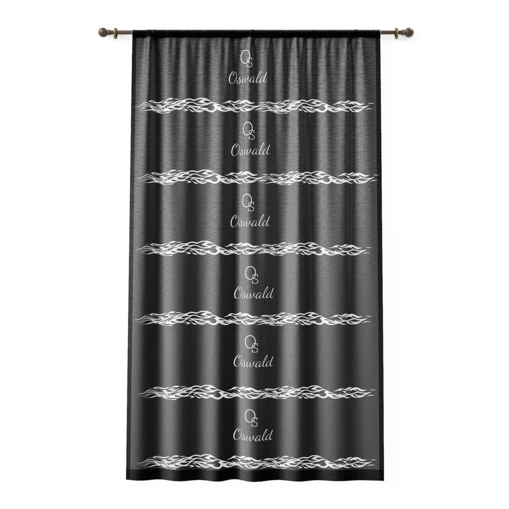 Oswald Monogram Black Sheer Window Curtain