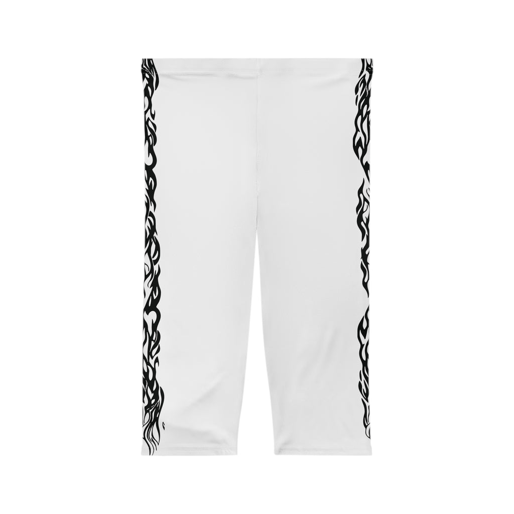 Capri Leggings with Black Tribal Side Panel — Women's Athletic Crop Pants