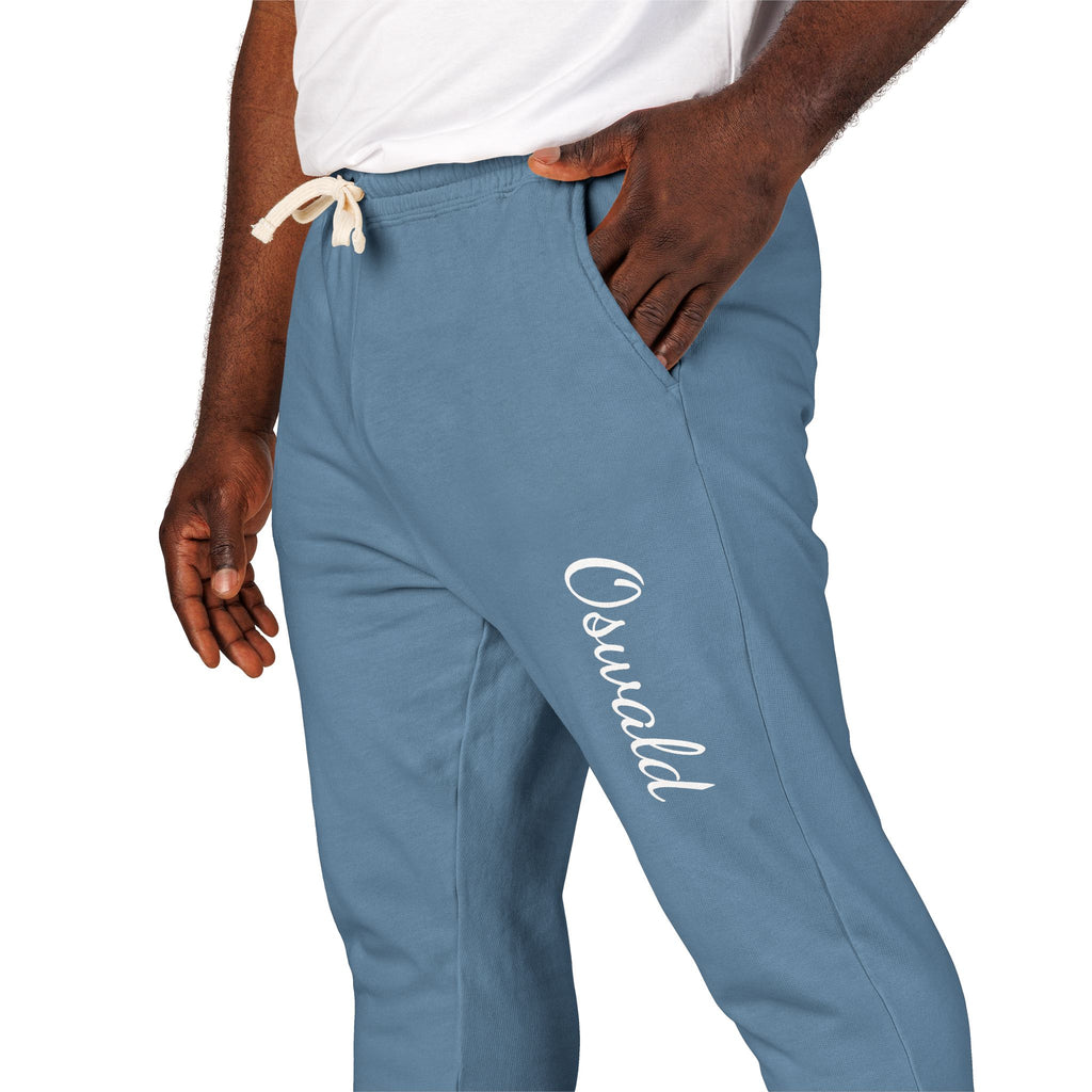 Embroidered 'Overalls' Fleece Sweatpants — Cozy Garment-Dyed Lounge Joggers