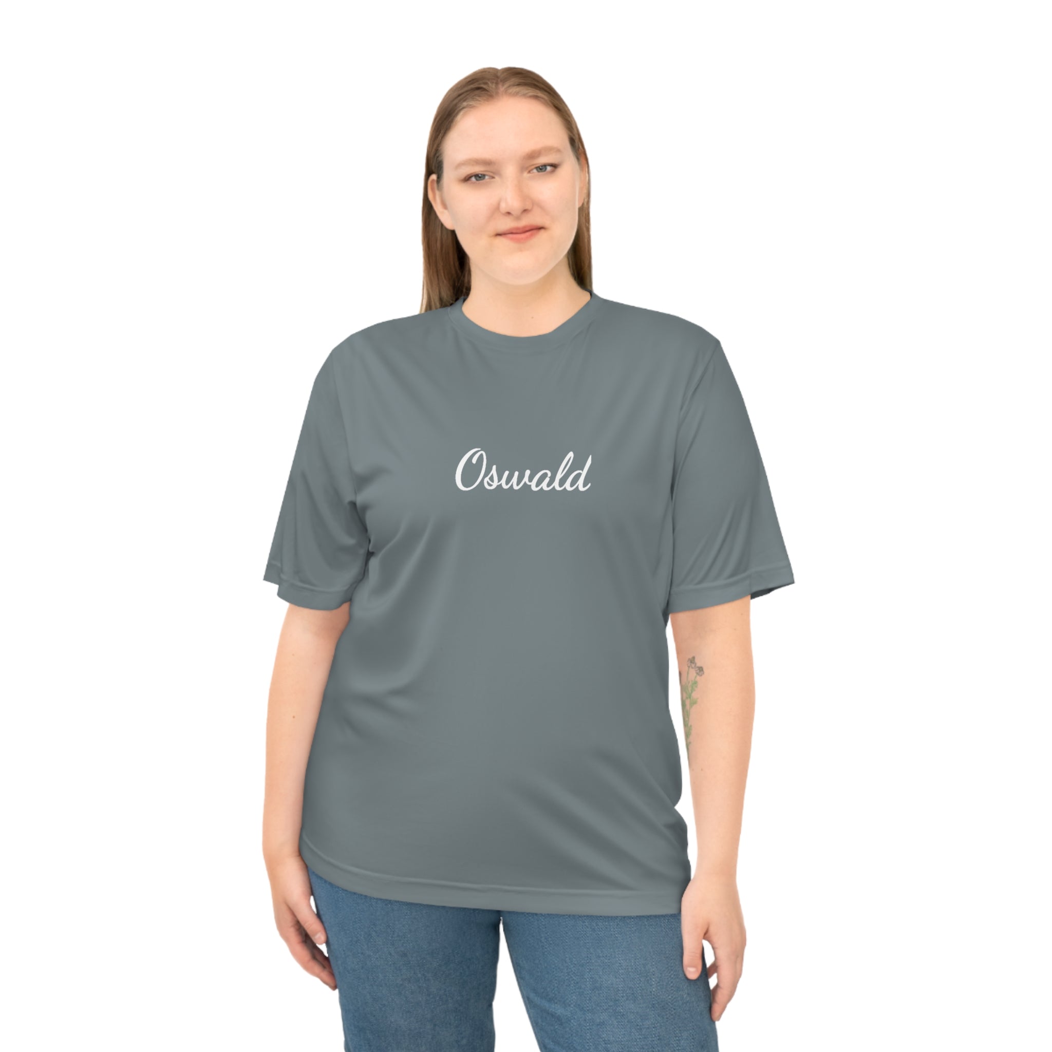 Oswald Script Unisex Performance T‑Shirt