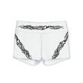 Tribal Streak Yoga Shorts — Women's White Polyester Athletic Shorts