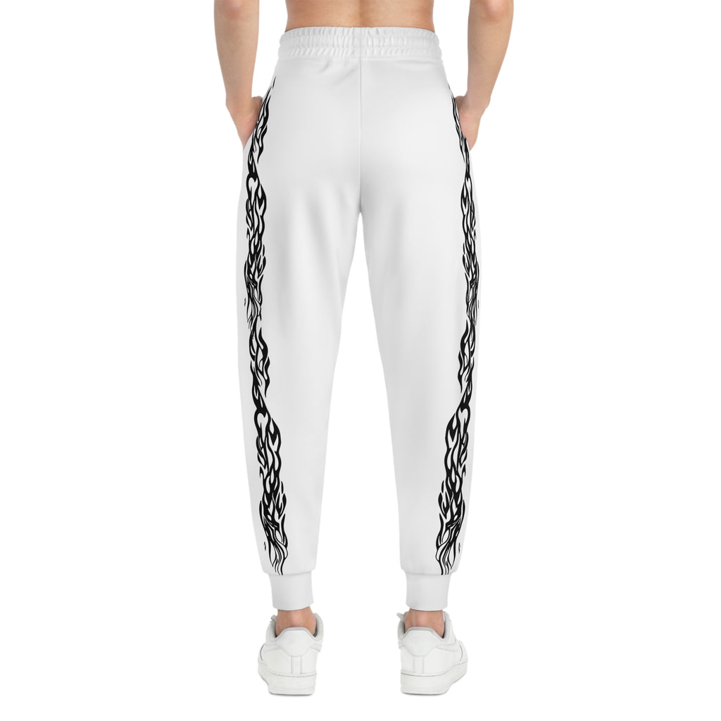 Oswald Unisex Side-Stripe Joggers — Athletic All-Over Print Sweatpants(White)