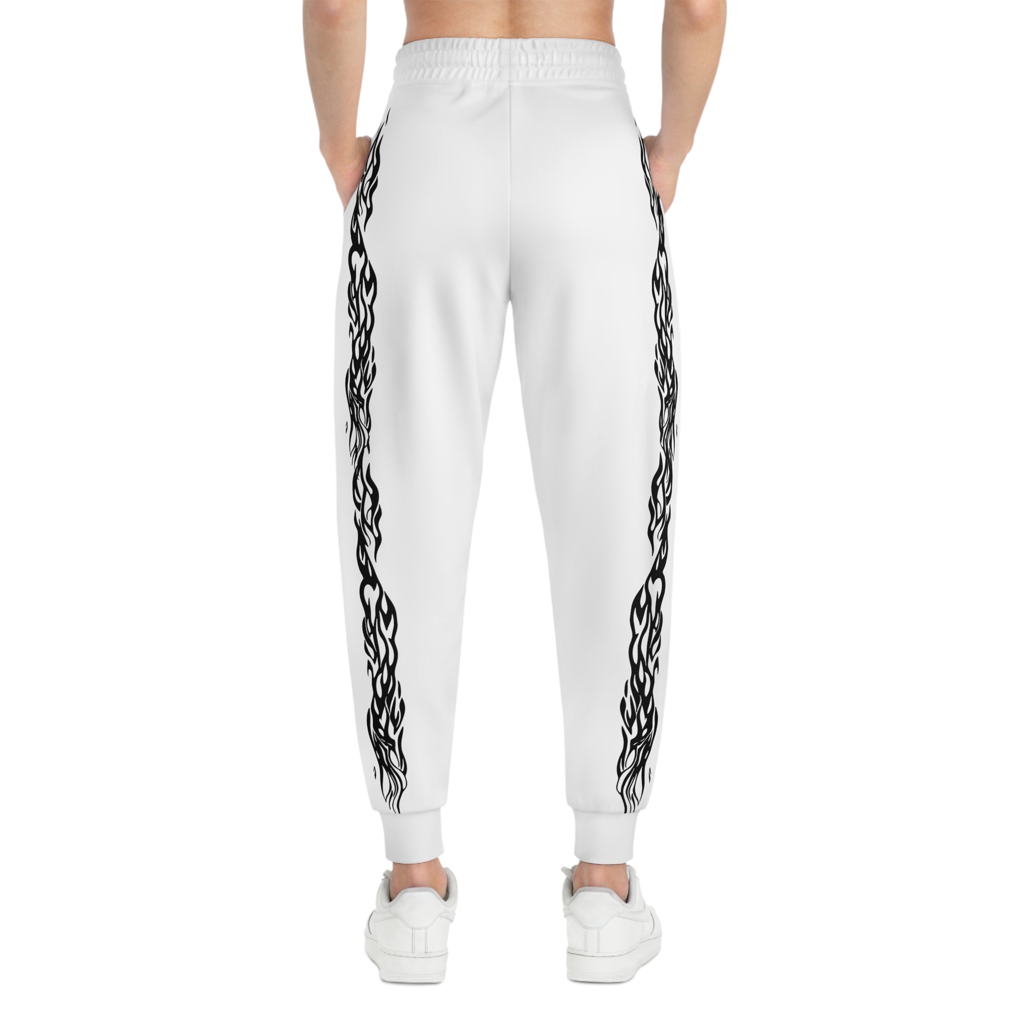 Oswald Unisex Side-Stripe Joggers — Athletic All-Over Print Sweatpants(White)