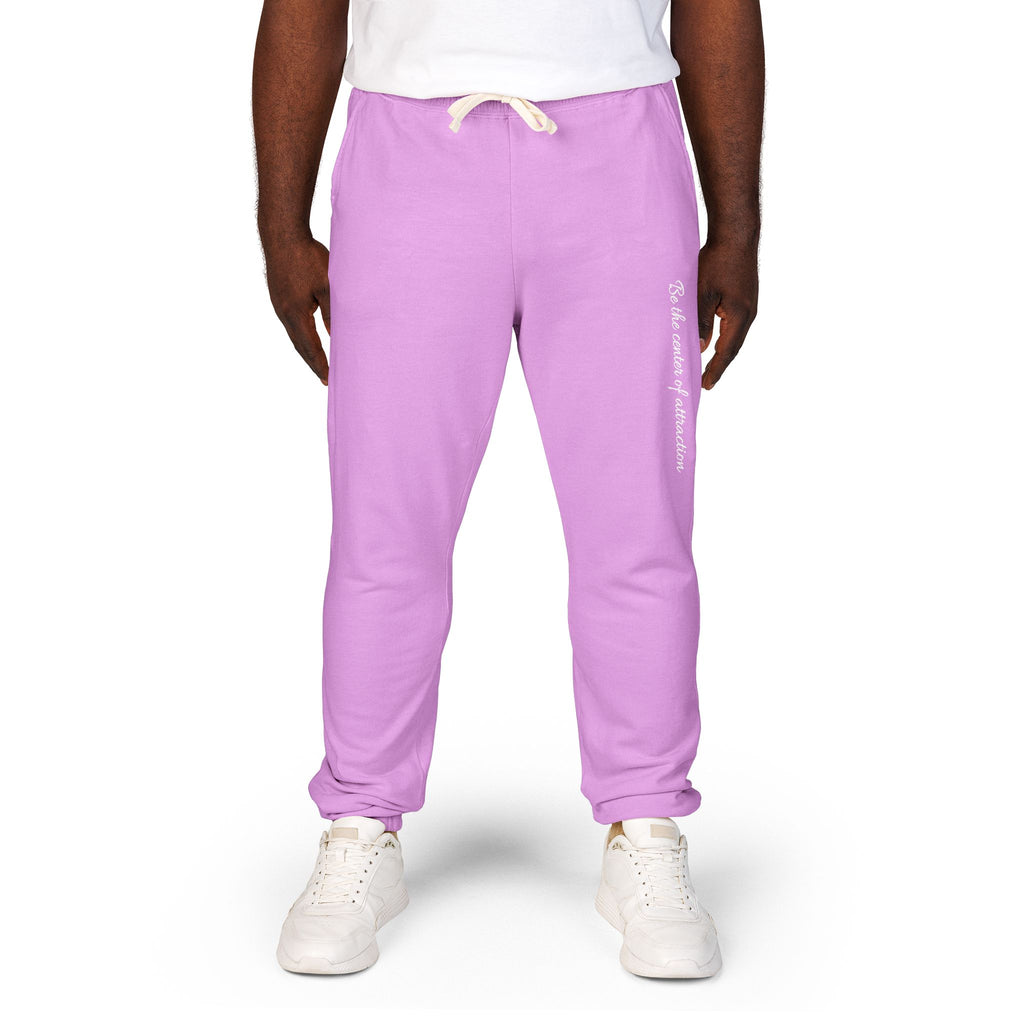 Garment-Dyed Fleece Sweatpants — Minimal Vertical Script Joggers