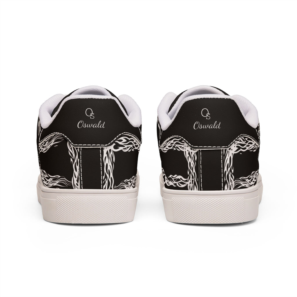 Leather Low-Top Sneakers — Black/White Men’s Casual Shoes
