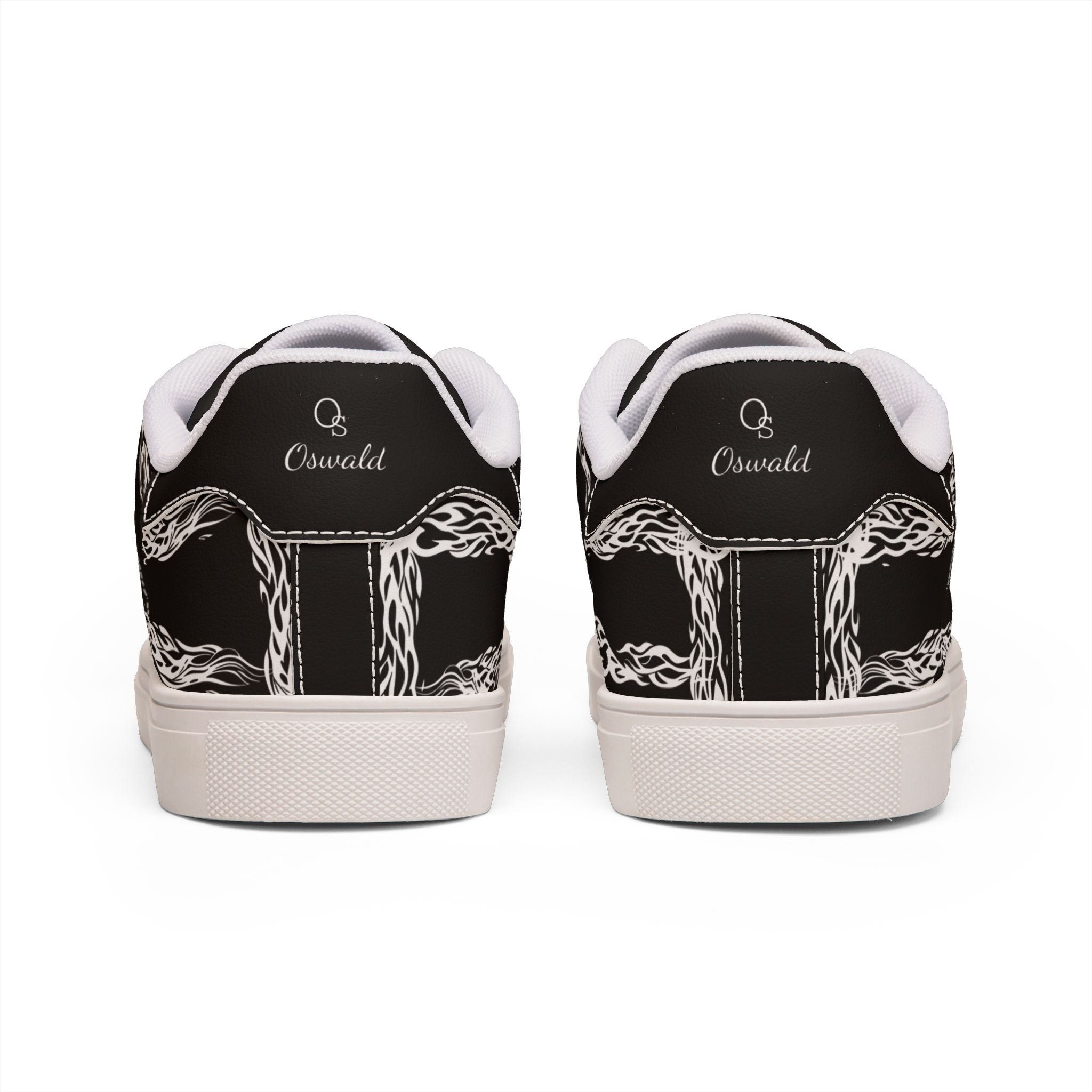 Leather Low-Top Sneakers — Black/White Men’s Casual Shoes