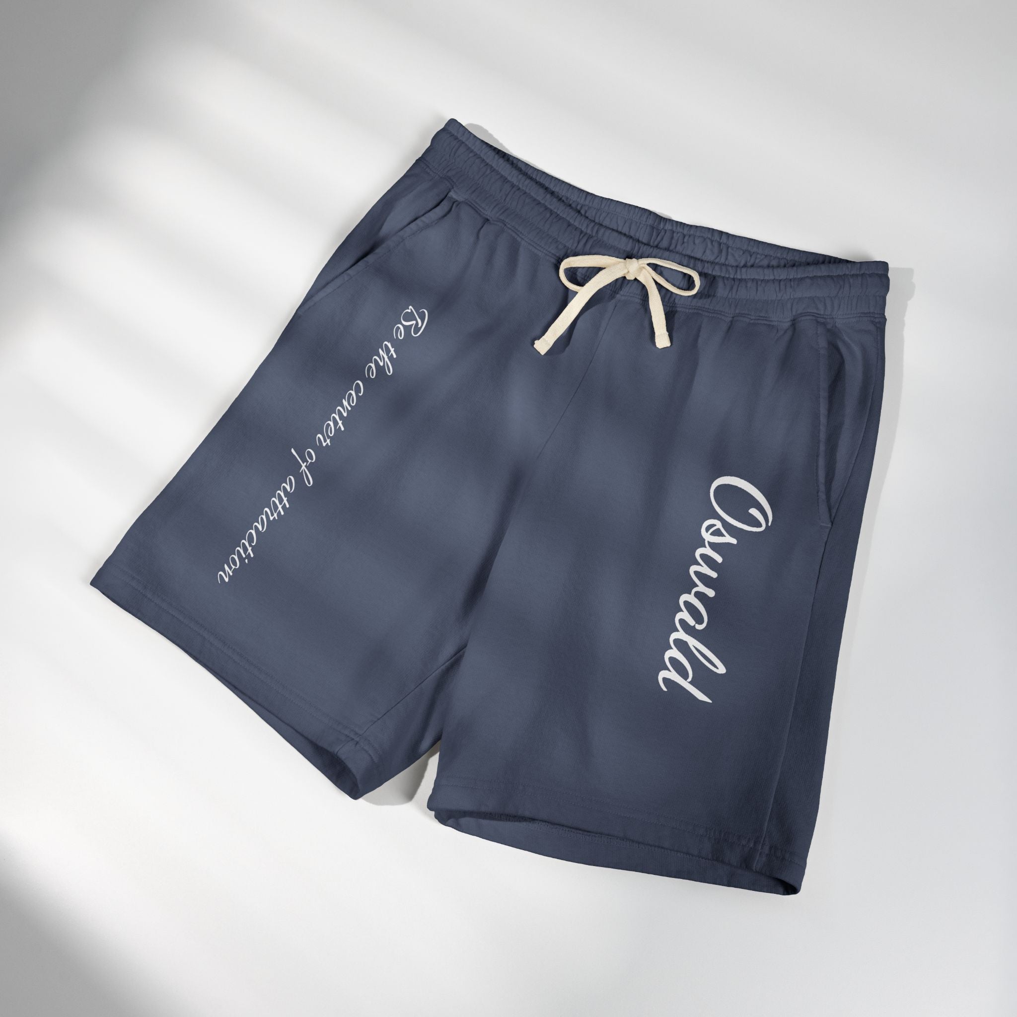 Fleece Sweat Shorts — 'Oswald' Side Script Coral Lounge Shorts