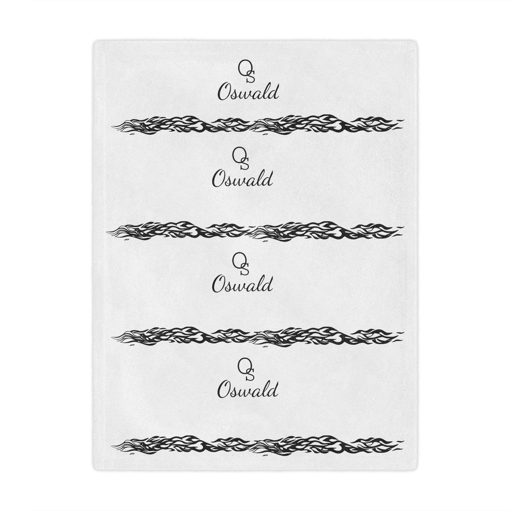 Oswald Minky Blanket – Monogram Script with Ornate Divider Stripes