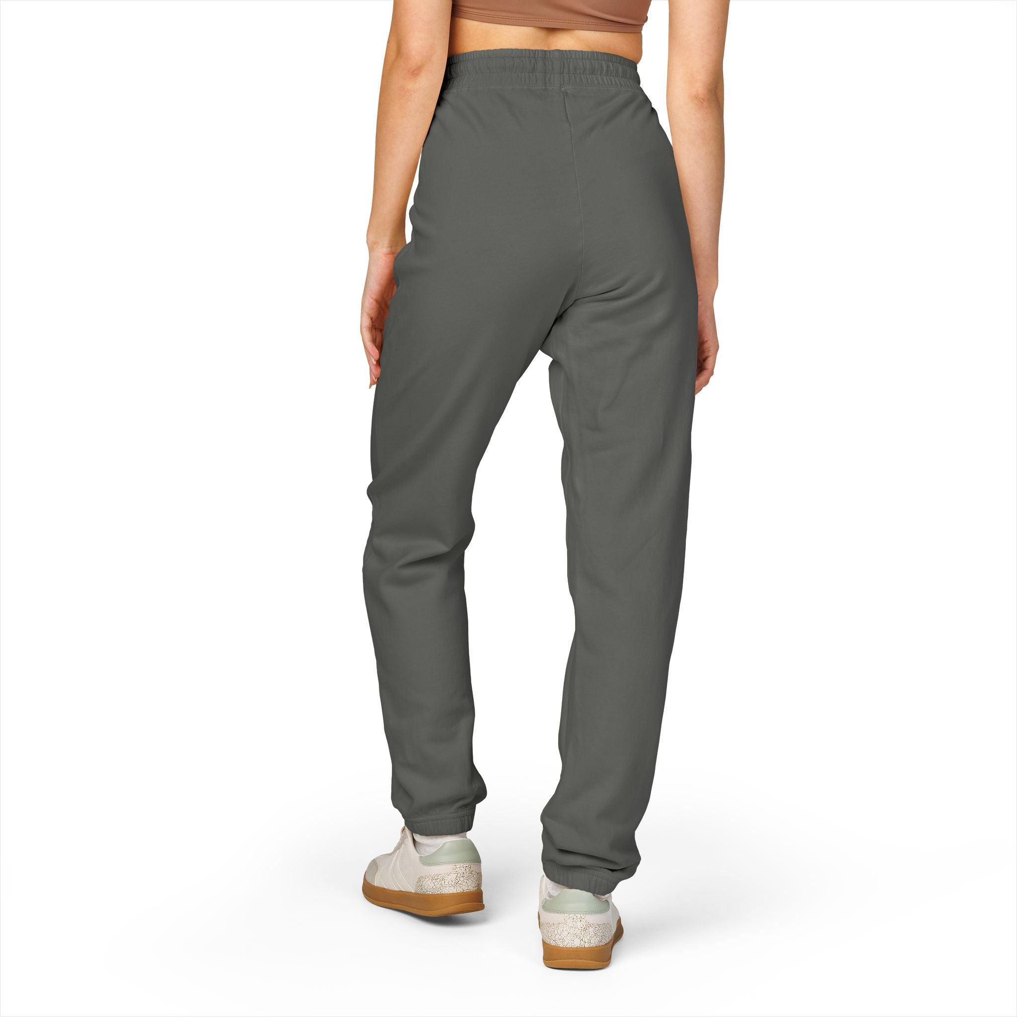 Garment-Dyed Fleece Sweatpants — Minimal Vertical Script Joggers