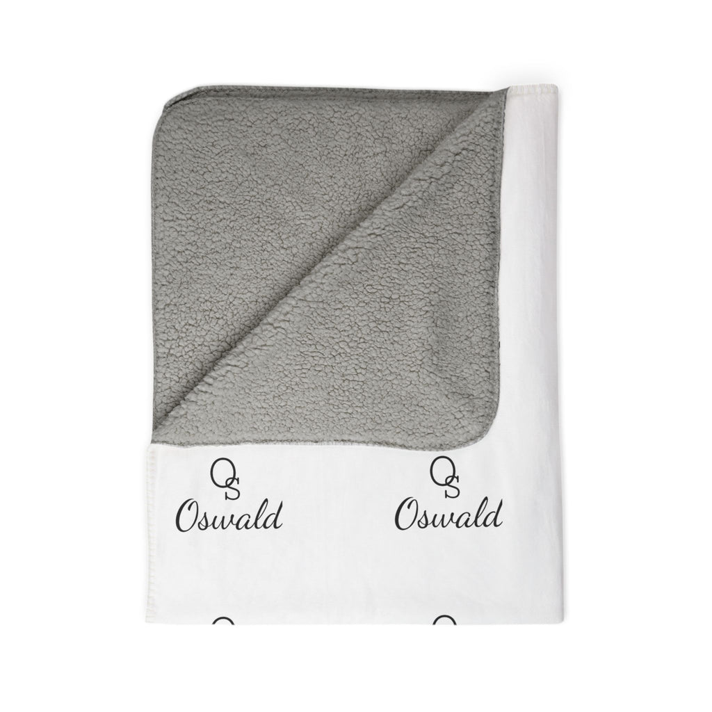 Oswald Sherpa Blanket — Custom Monogram Repeat Fleece Throw