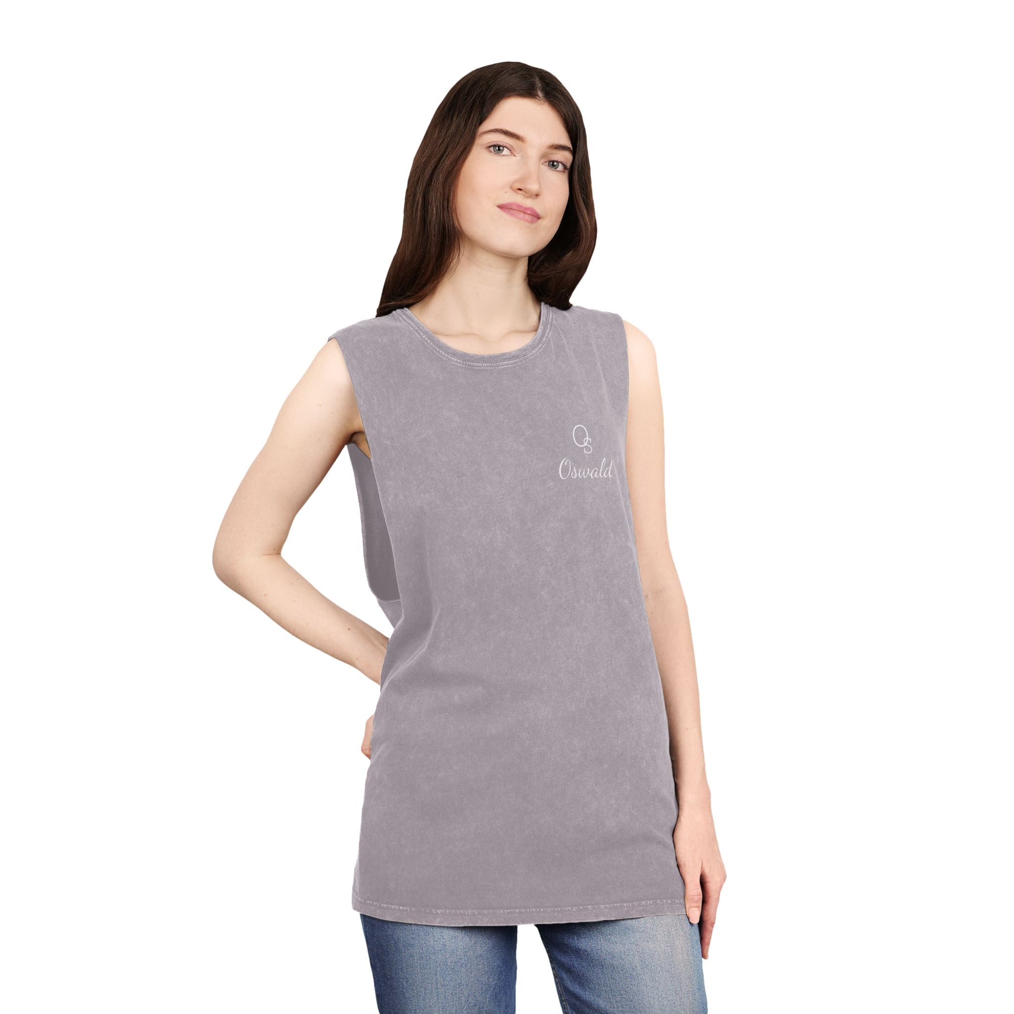 Crescent Moon Stonewash Tank Top — Minimal ‘Crescent’ Chest Logo
