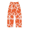Women's Pajama Pants — Orange White Woven Knot All-Over Print