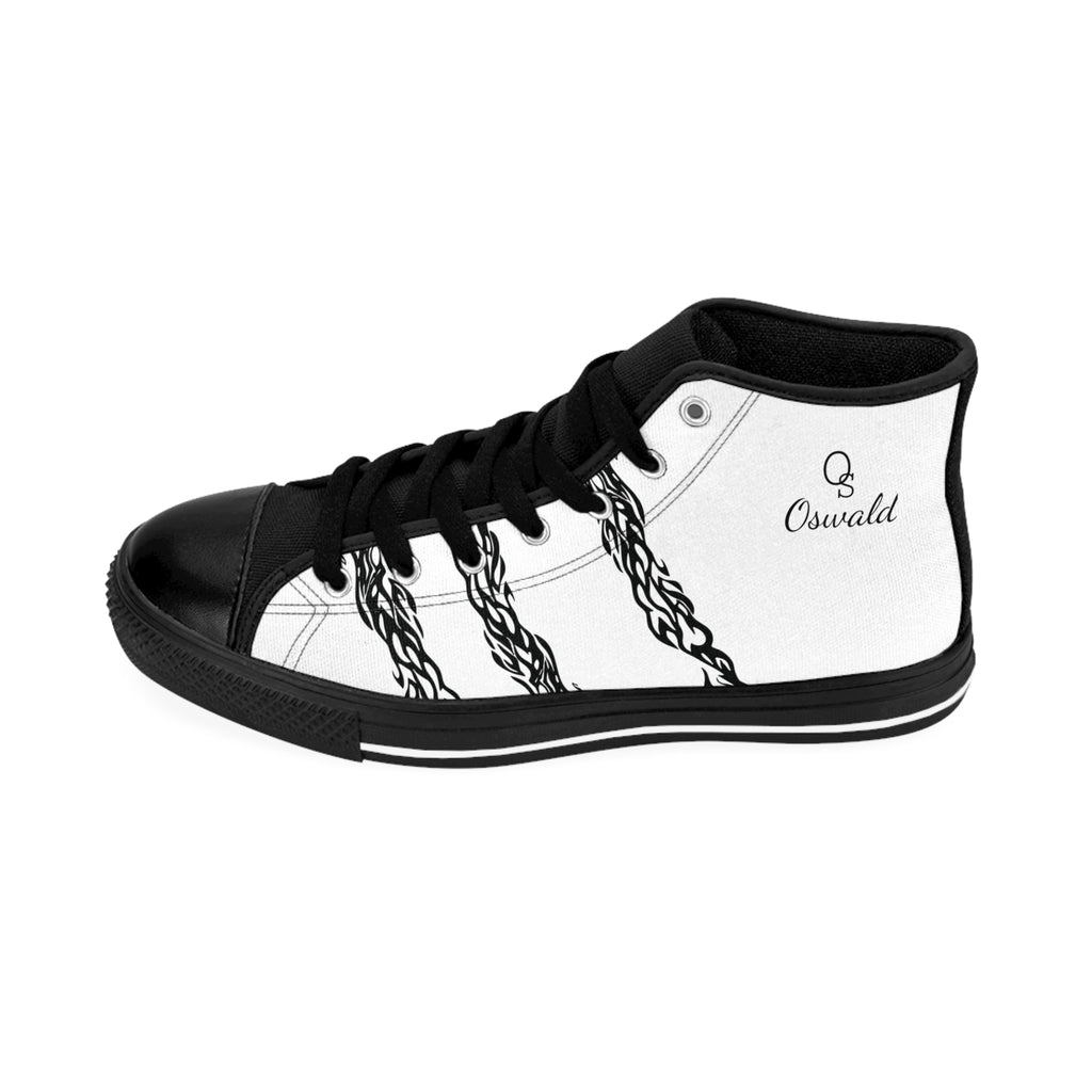 High-Top Chain Pattern Sneakers — Men's Classic Street Shoes