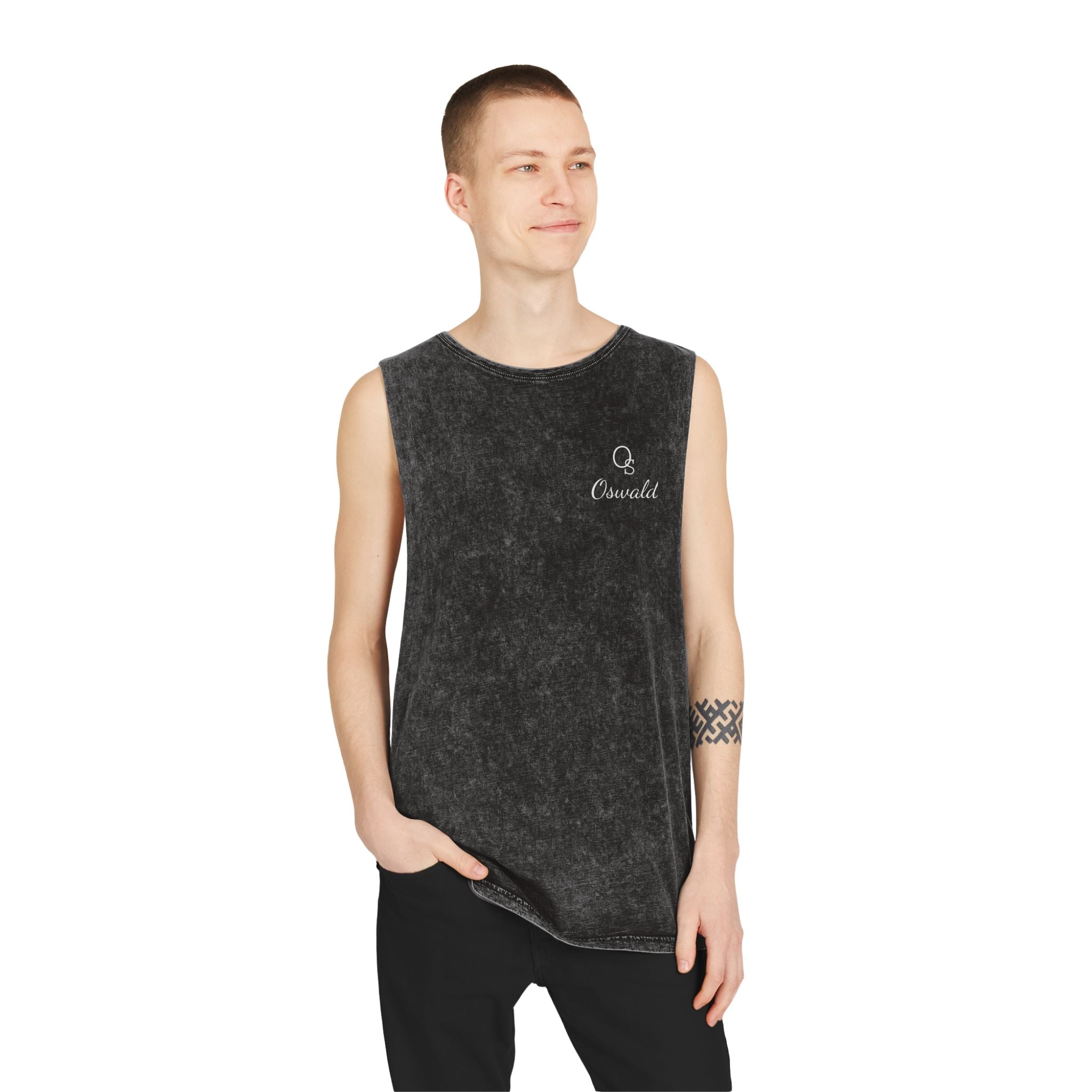 Crescent Moon Stonewash Tank Top — Minimal ‘Crescent’ Chest Logo