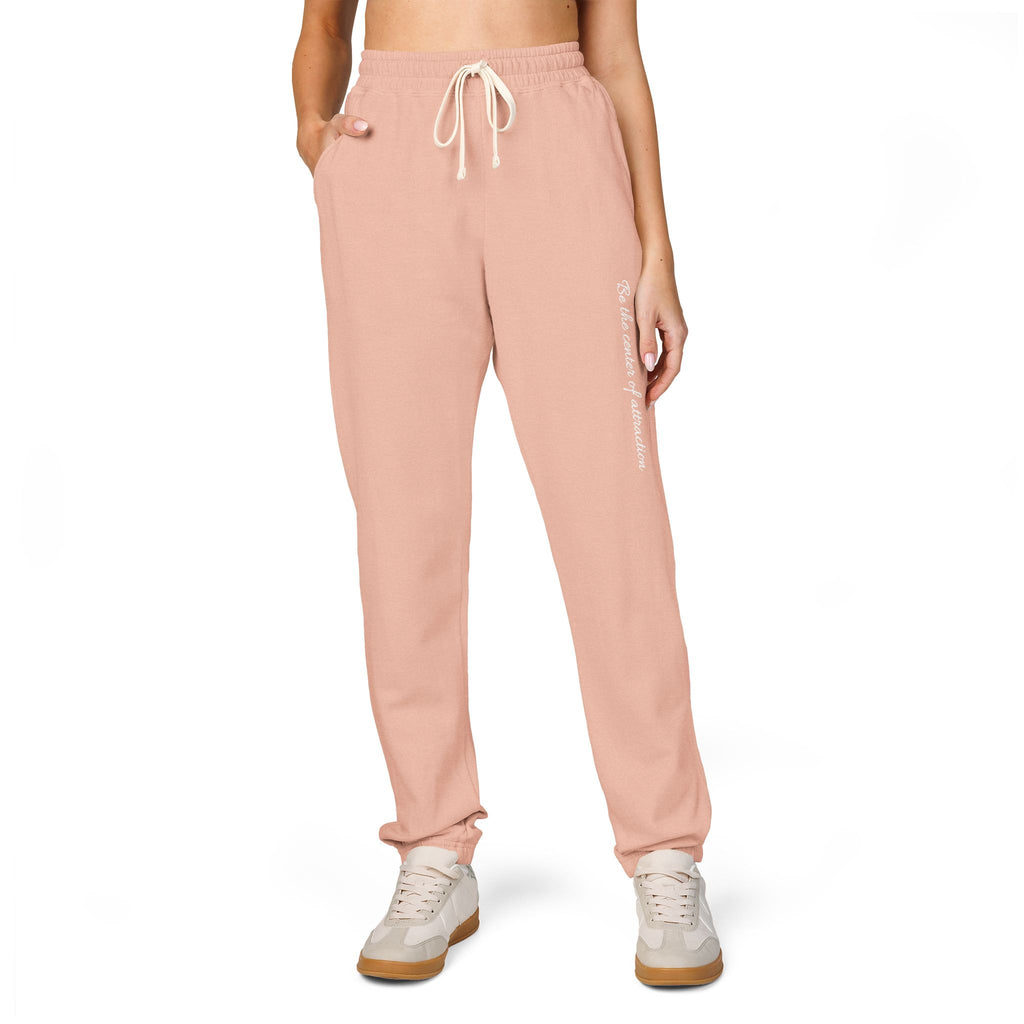 Garment-Dyed Fleece Sweatpants — Minimal Vertical Script Joggers