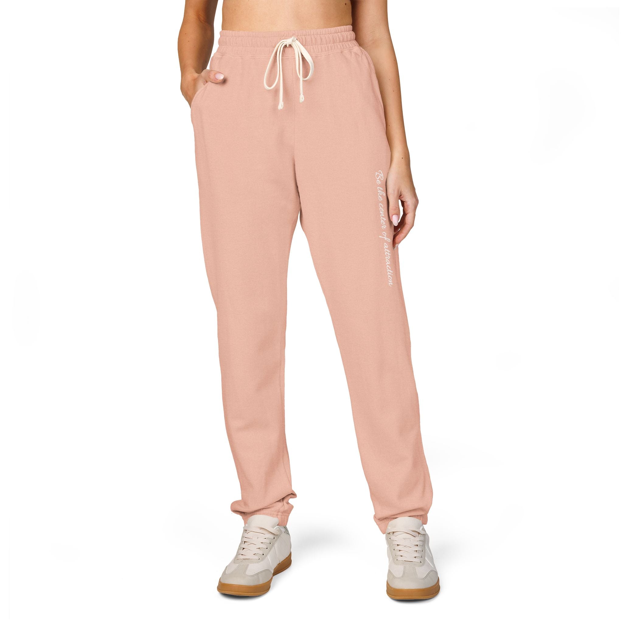 Garment-Dyed Fleece Sweatpants — Minimal Vertical Script Joggers