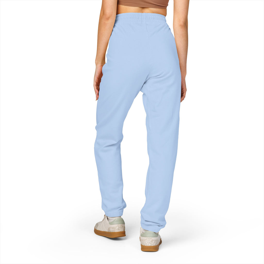 Embroidered 'Overalls' Fleece Sweatpants — Cozy Garment-Dyed Lounge Joggers