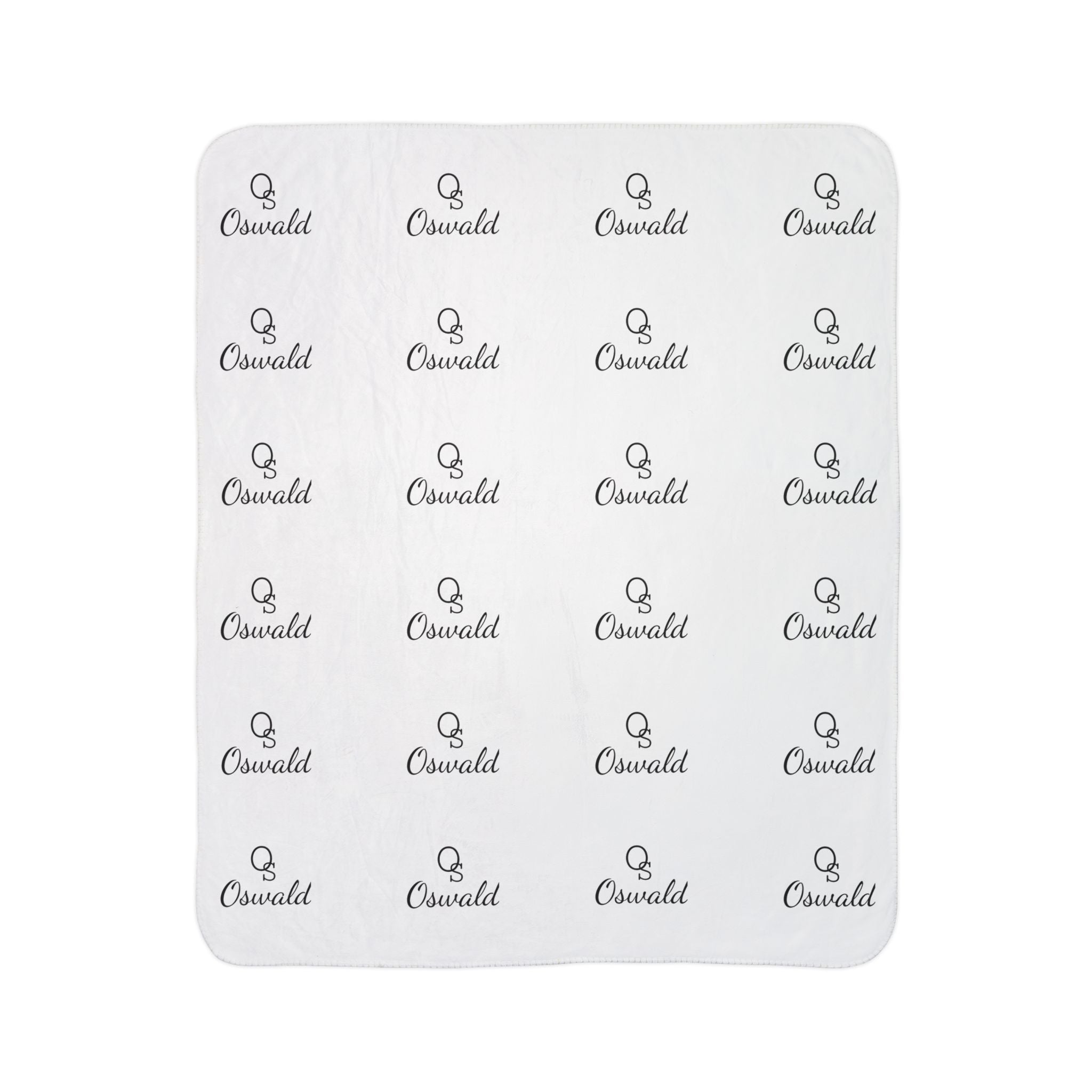 Oswald Sherpa Blanket — Custom Monogram Repeat Fleece Throw