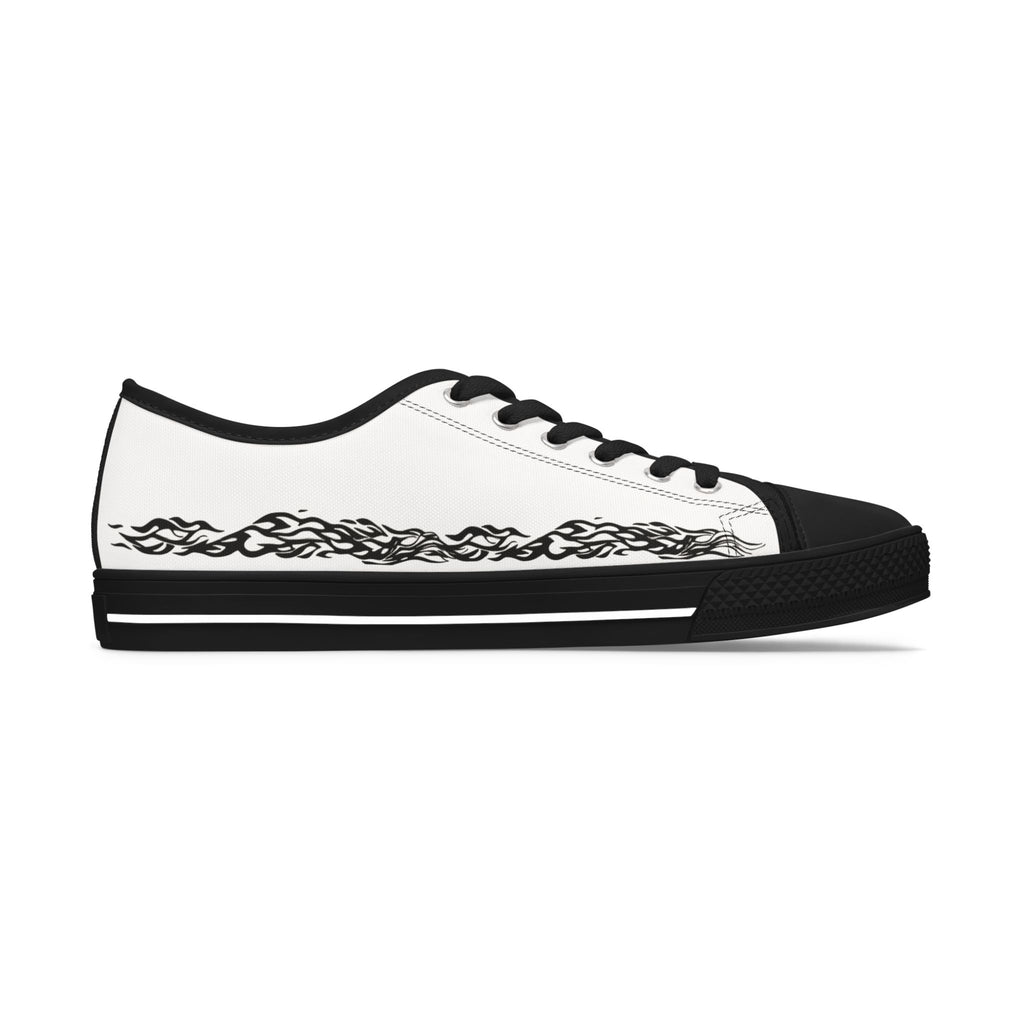 Low Top Sneakers — White Canvas with Side Print