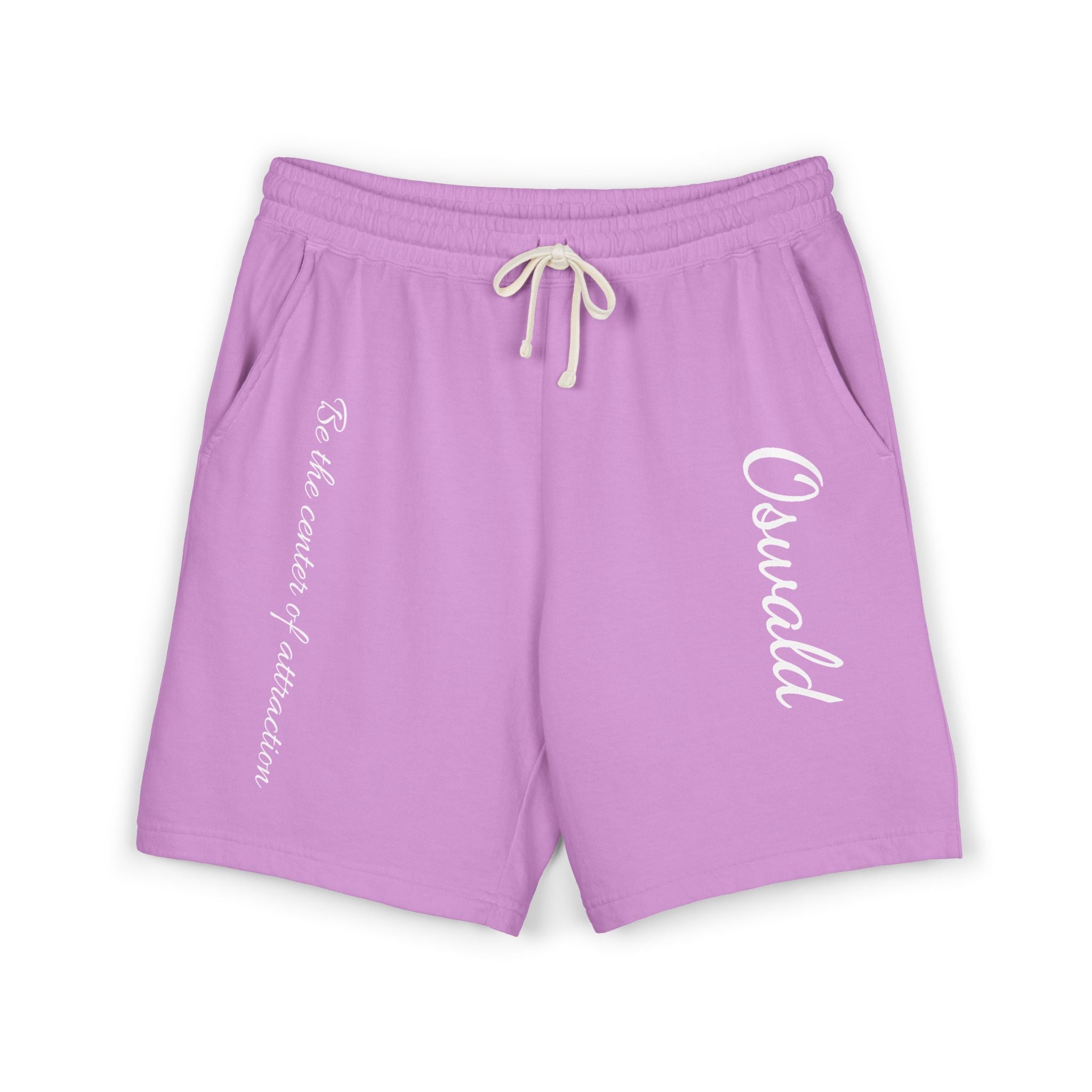 Fleece Sweat Shorts — 'Oswald' Side Script Coral Lounge Shorts