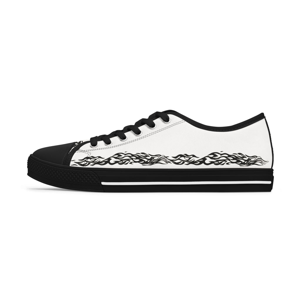 Low Top Sneakers — White Canvas with Side Print