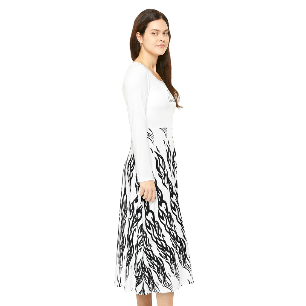 Long Sleeve Dance Dress — Women's AOP Skater Midi