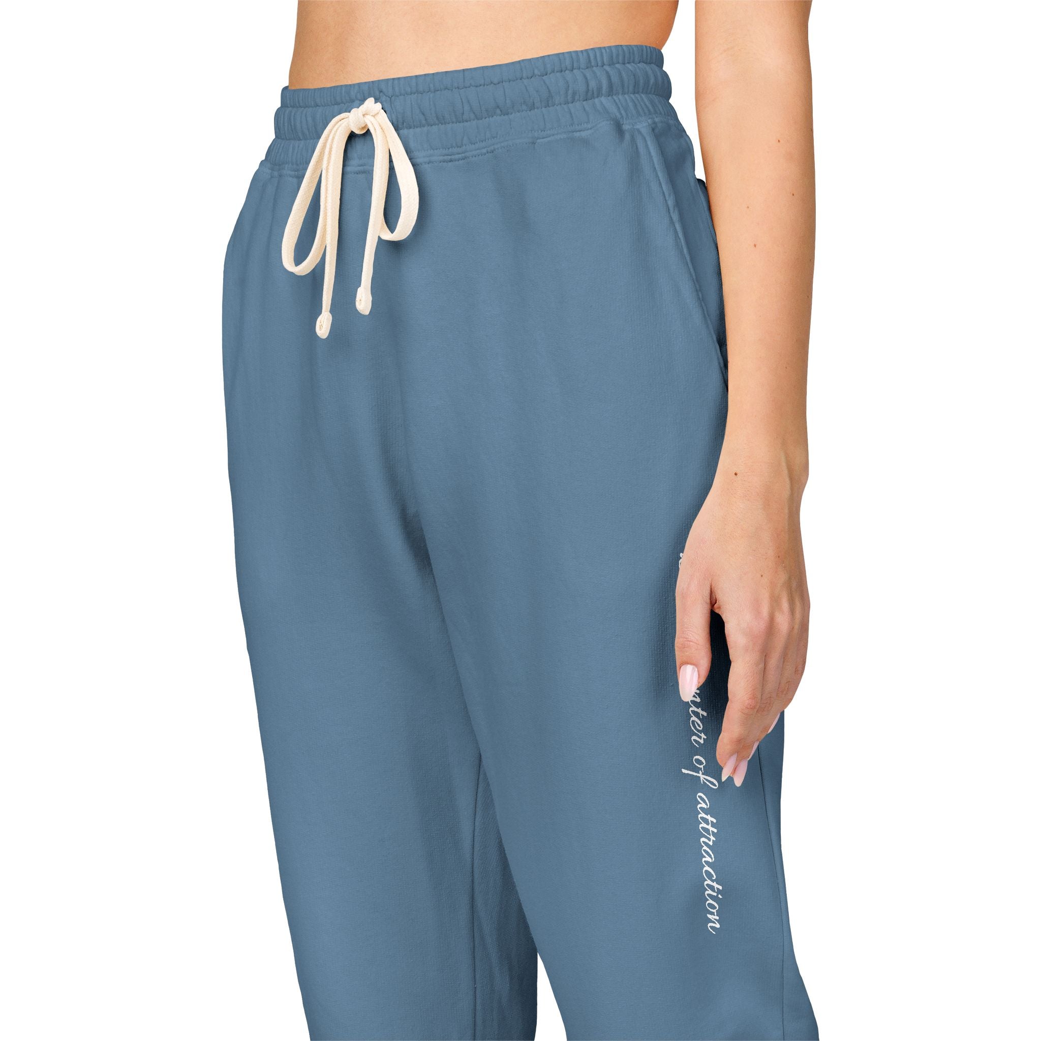 Garment-Dyed Fleece Sweatpants — Minimal Vertical Script Joggers