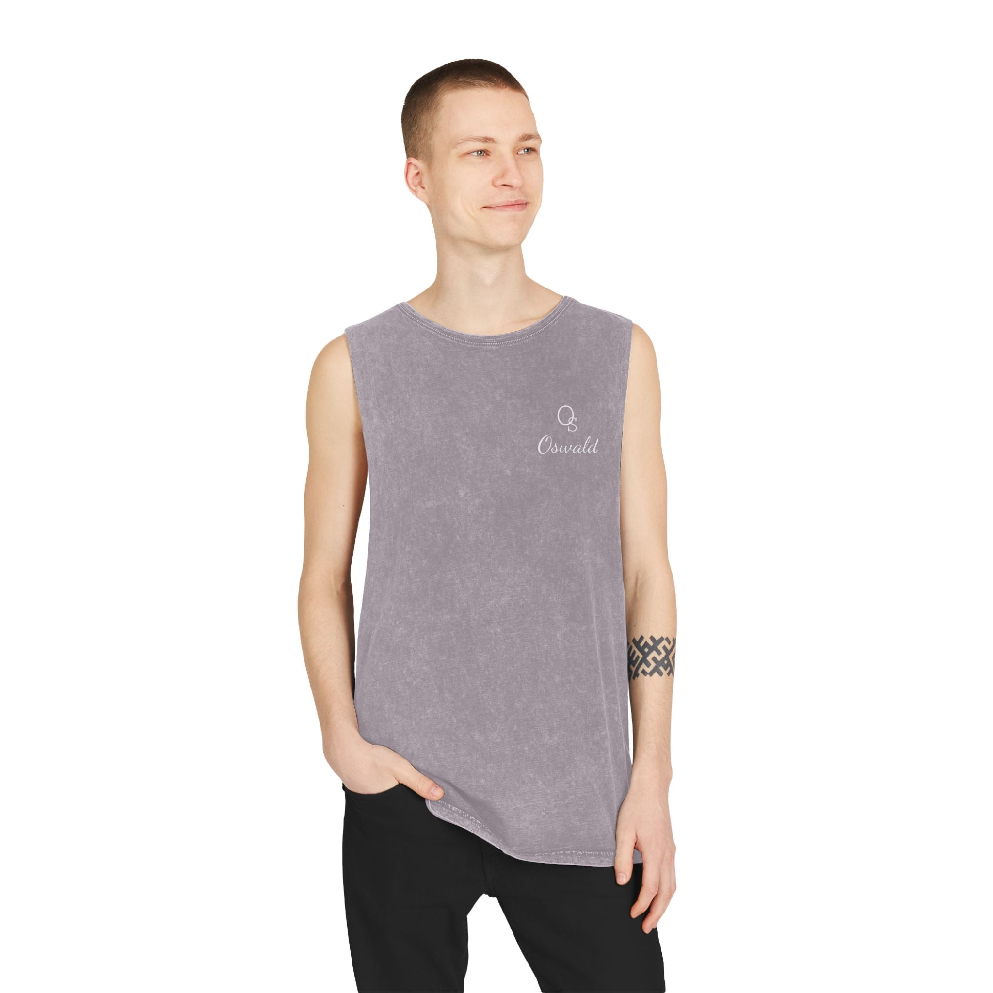 Crescent Moon Stonewash Tank Top — Minimal ‘Crescent’ Chest Logo