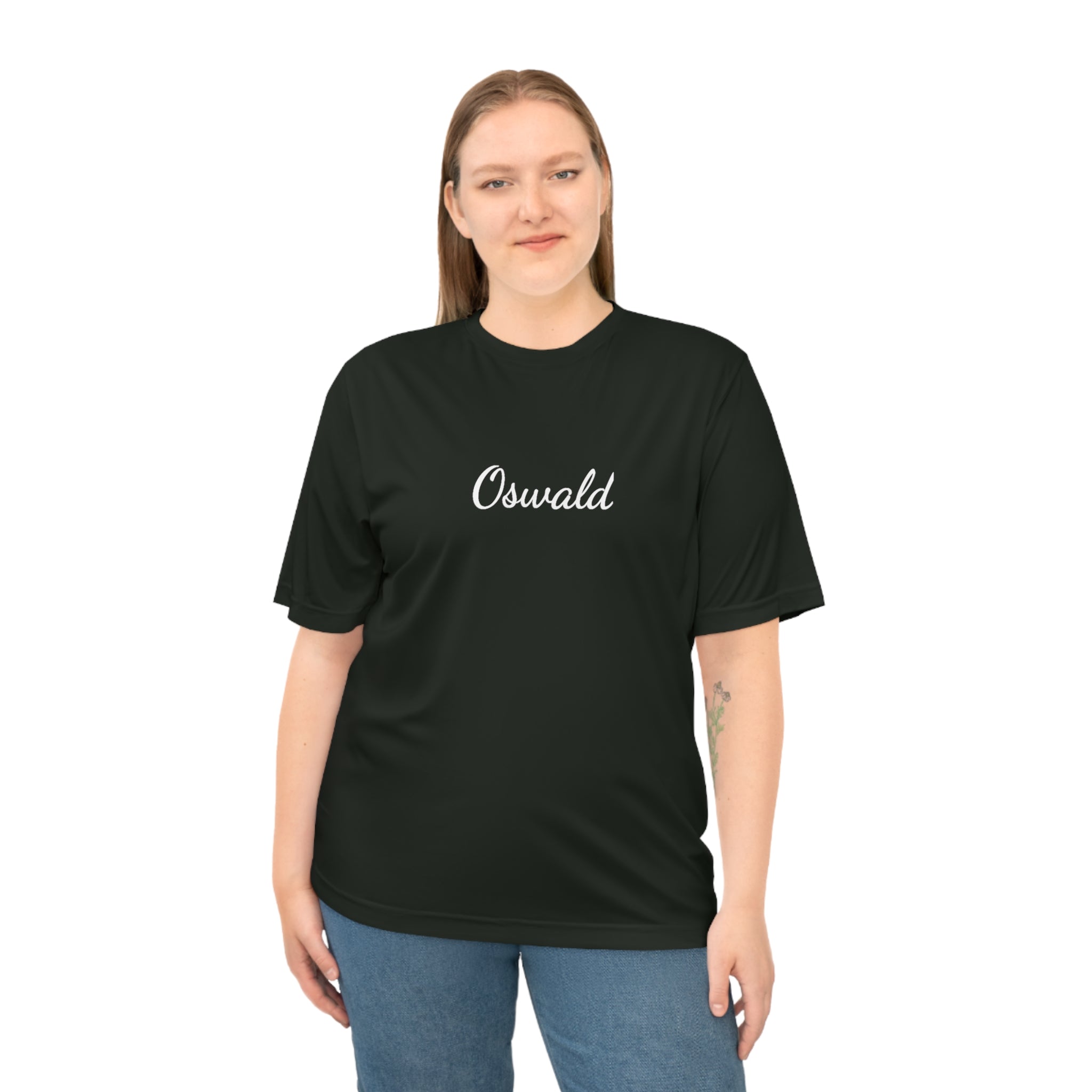 Oswald Script Unisex Performance T‑Shirt