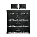 Oswald Black Cotton Bed Set with White Oswald  design Stripes